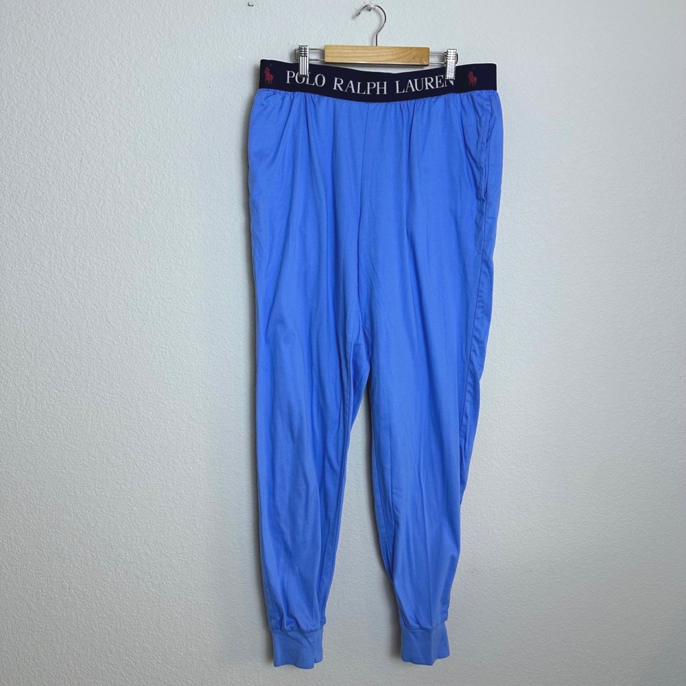 Polo Ralph Lauren Mens Blue Jersey Knit Sleepwear Jogger Pajama Pants Large